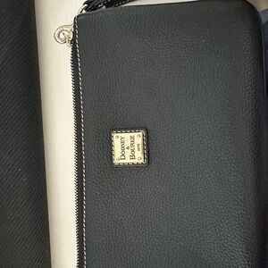 Dooney & Bourke Black Leather Wallet with Gold Accent
